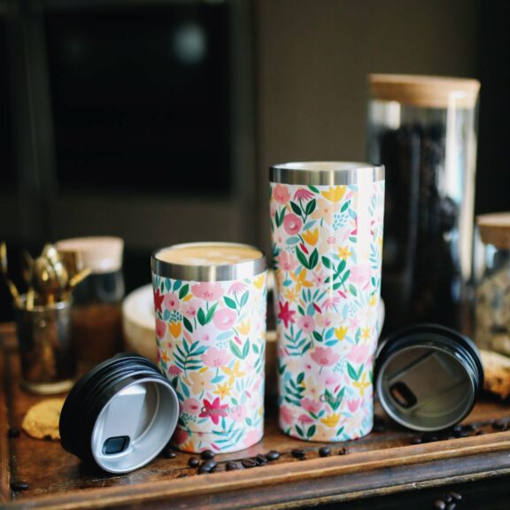 Travel mug isotherme Flora Rose 470ml - Qwetch – Image 2