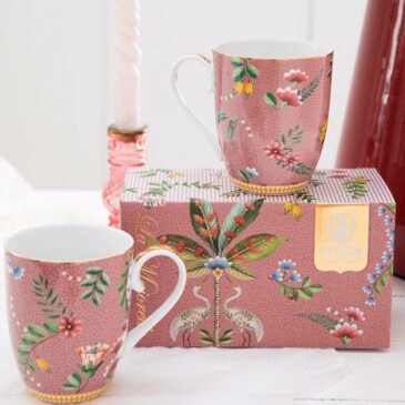 Coffret 2 grands mugs La Majorelle rose 350ml - Pip Studio