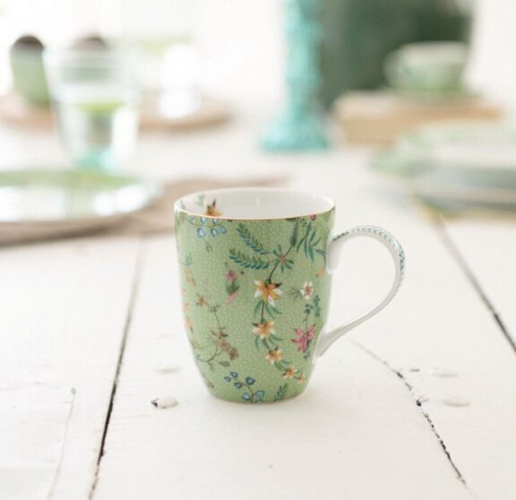 Coffret 2 grands mugs Jolies Fleurs vert 350ml - Pip Studio – Image 2