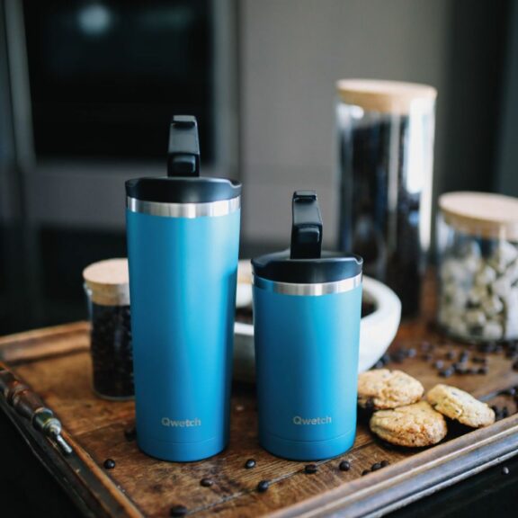Travel mug isotherme Bleu Canard 300ml - Qwetch