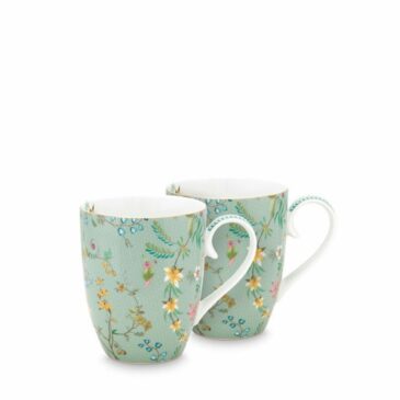 Coffret 2 grands mugs Jolies Fleurs bleu 350ml - Pip Studio