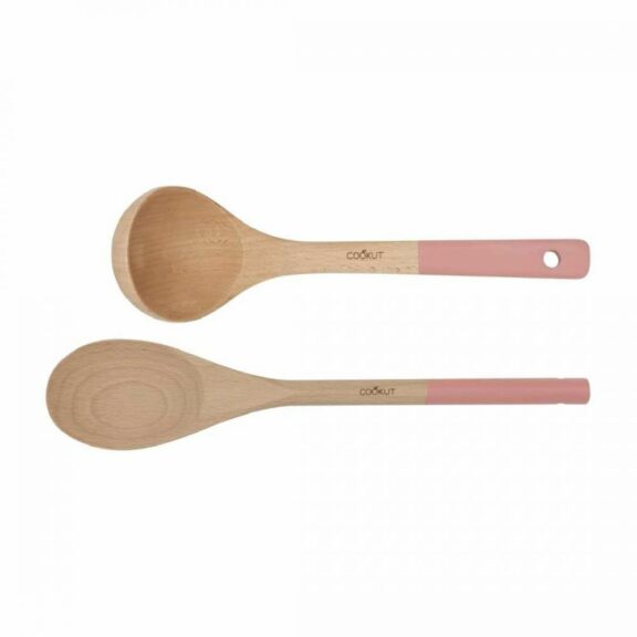 Ustensiles Cuillère et Louche en bois  - Couleur Guimauve - CookUt