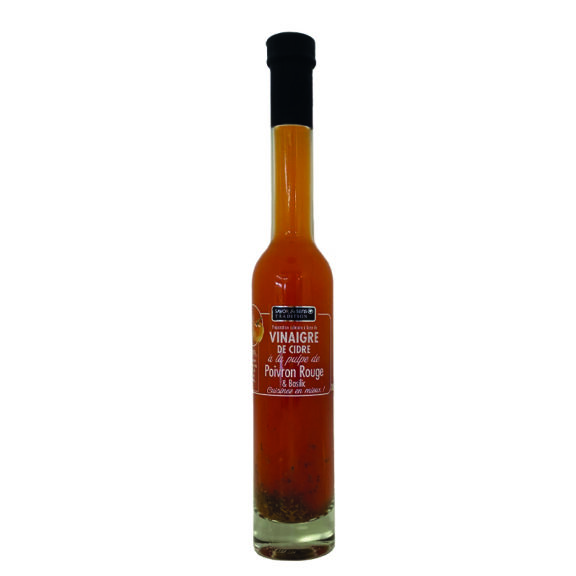 Vinaigre de cidre à la pulpe de poivrons rouges et basilic 20cl - Savor & Sens