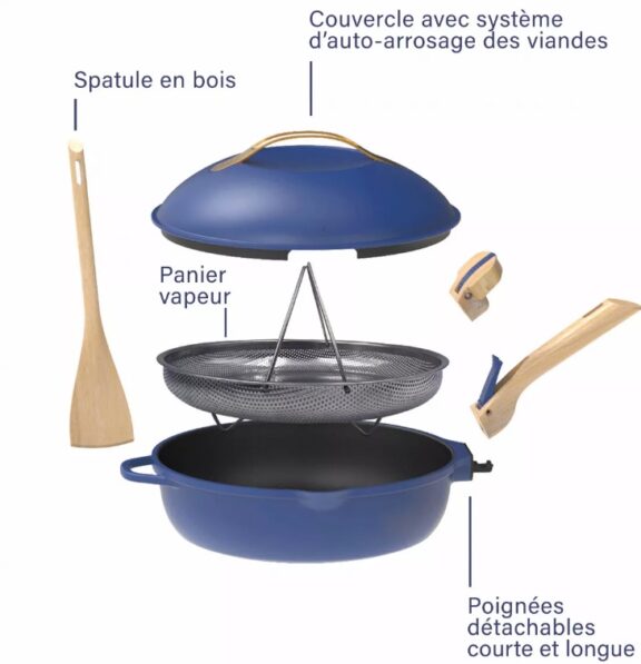 La Fabuleuse Poêle 8 en 1 - 28cm / Couleur Bleu Saphir  - CookUt – Image 4