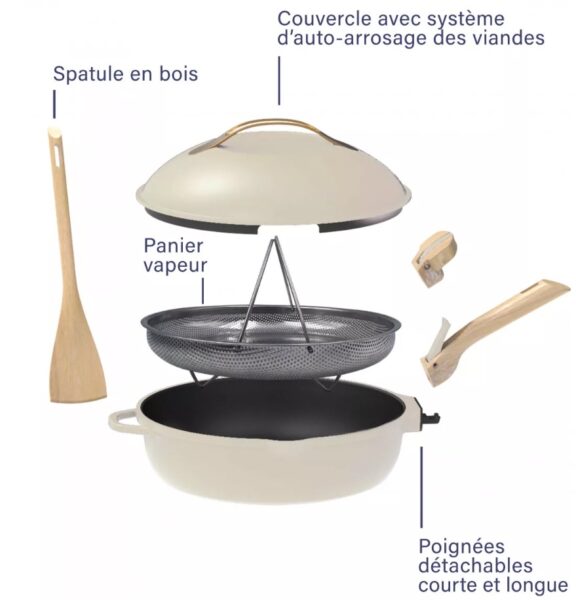 La Fabuleuse Poêle 8 en 1 - 28cm / Couleur Meringue - CookUt – Image 3
