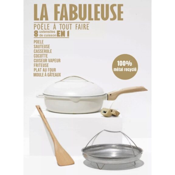 La Fabuleuse Poêle 8 en 1 - 28cm / Couleur Meringue - CookUt – Image 4