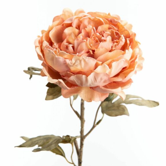 Pivoine vintage orangée artificielle H62cm - Amadeus