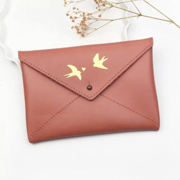 Pochette Enveloppe Hirondelles Rose Pampa - Barnabé aime le café