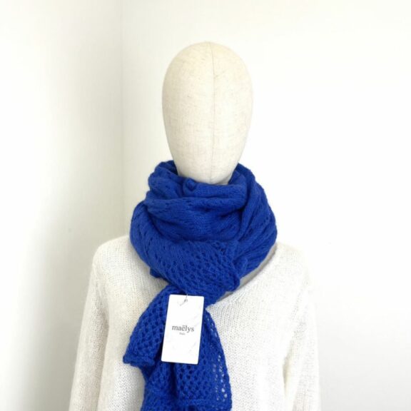 Echarpe en mohair ajourée Bleu Roi
