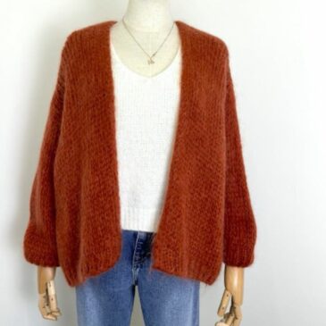 Gilet oversize en mohair Rouille
