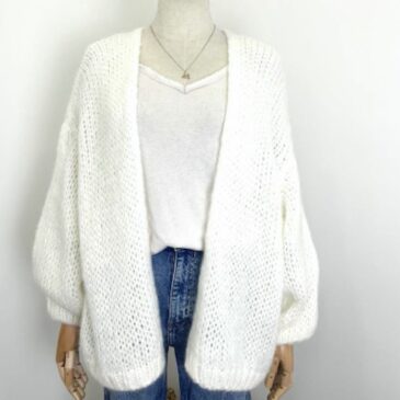 Gilet oversize en mohair Blanc