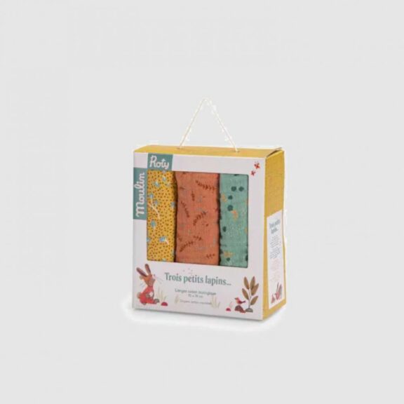 Coffret de 3 langes colorés / Trois Petits Lapins - Moulin Roty