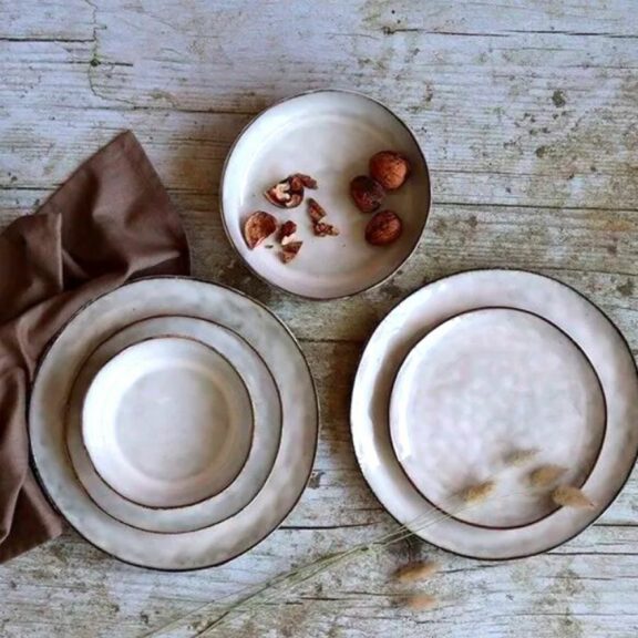 Assiette à dessert boral Ø20,5cm en grès beige clair - OGO Living