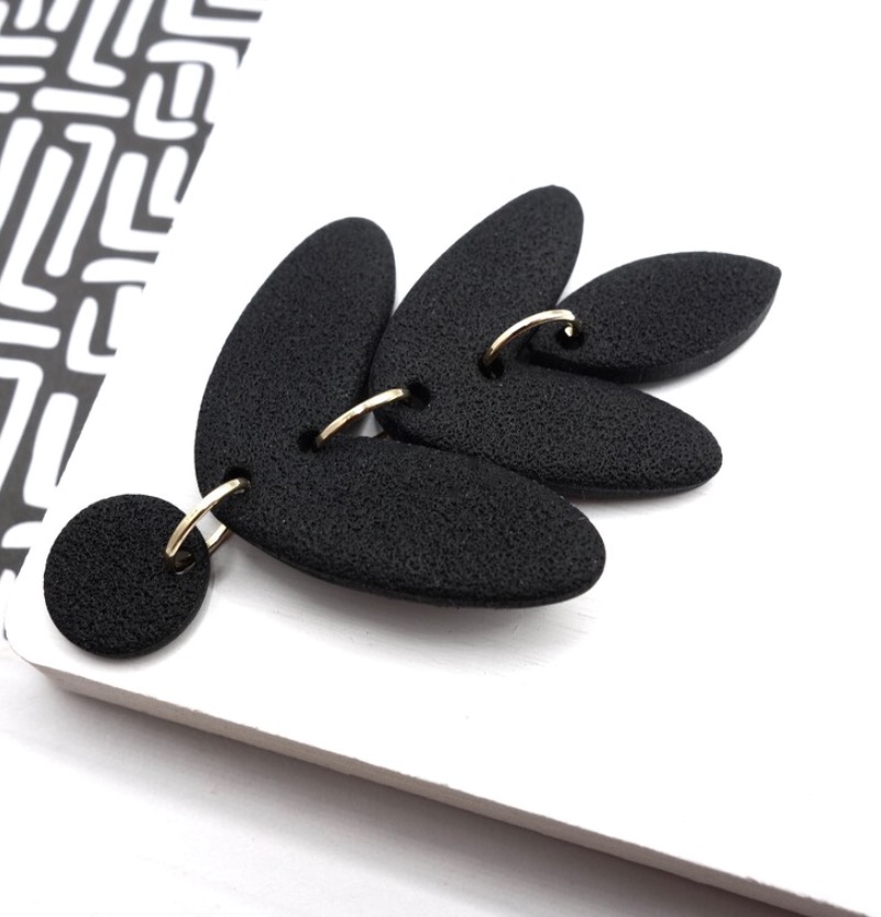 Boucles d'oreilles série Noire / Végétal - Amrita Clay – Image 2