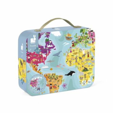 Puzzle du monde recto-verso / 208 pièces (6-9 ans) - Janod