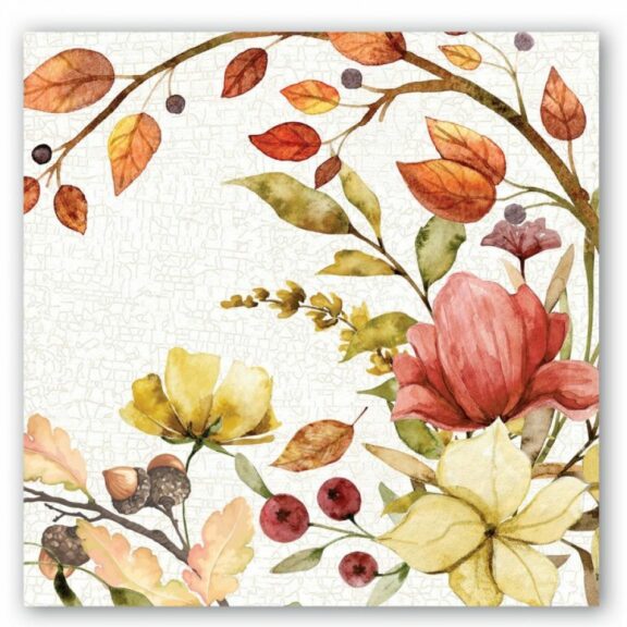 Pochette de 20 serviettes cocktail Feuillage d'automne - Royal Garden
