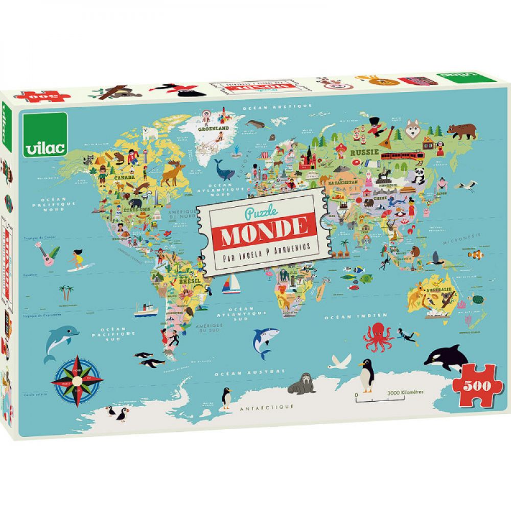 Carte du Monde puzzle 500 pièces – Vilac