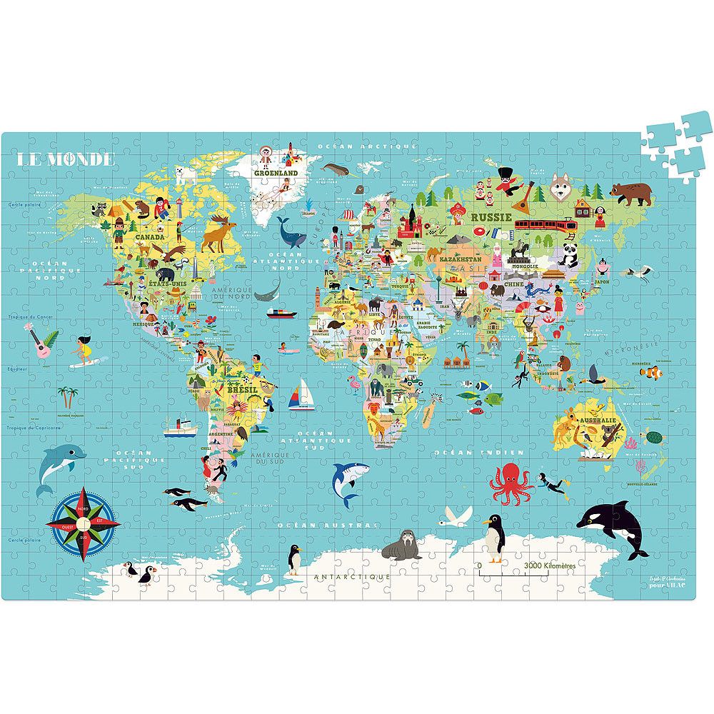 Carte du Monde puzzle 500 pièces - Vilac – Image 2