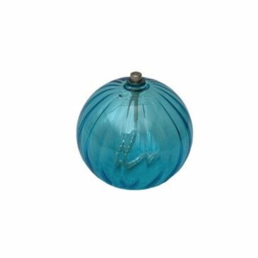 Lampe à huile en verre strié S light blue - Bazardeluxe