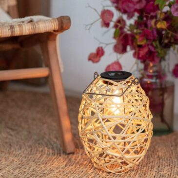 Lanterne solaire LED d'extérieur en rotin Baihar - Ledkia