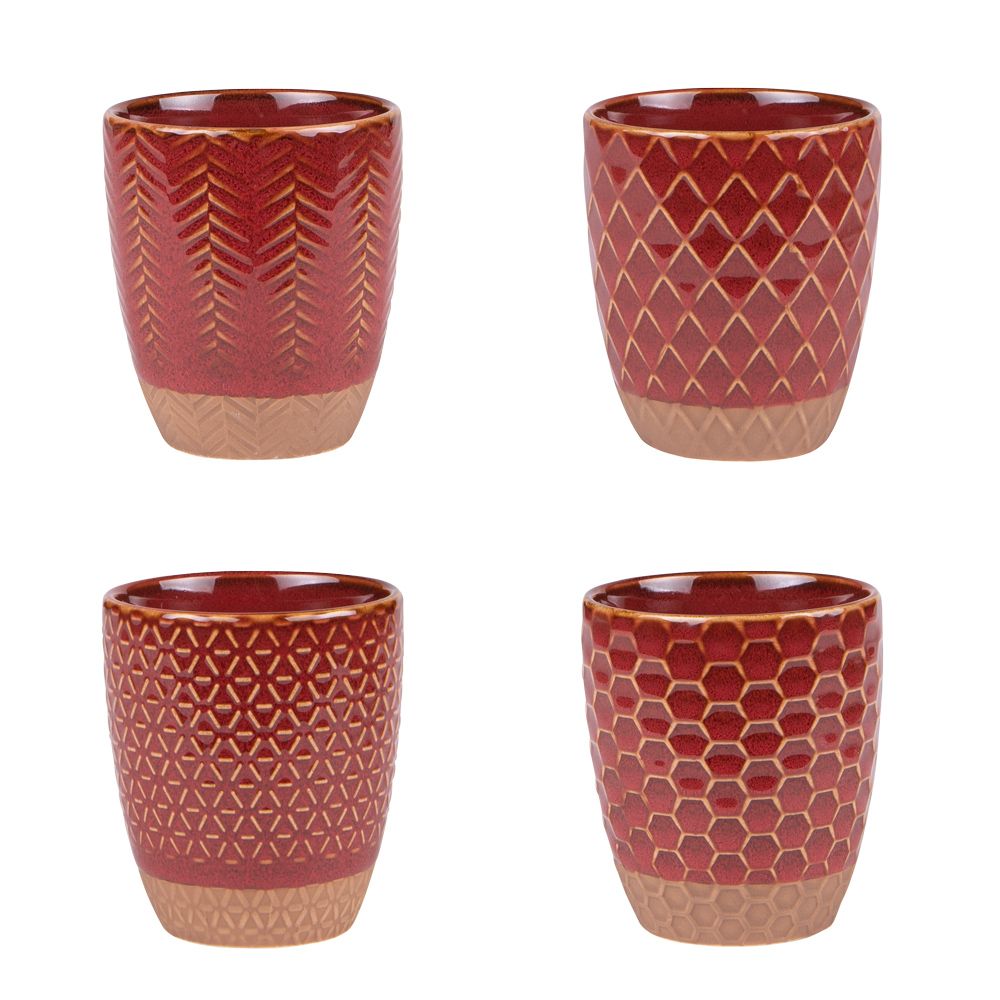 Coffret de 4 gobelets rouges Jaspe - Table Passion