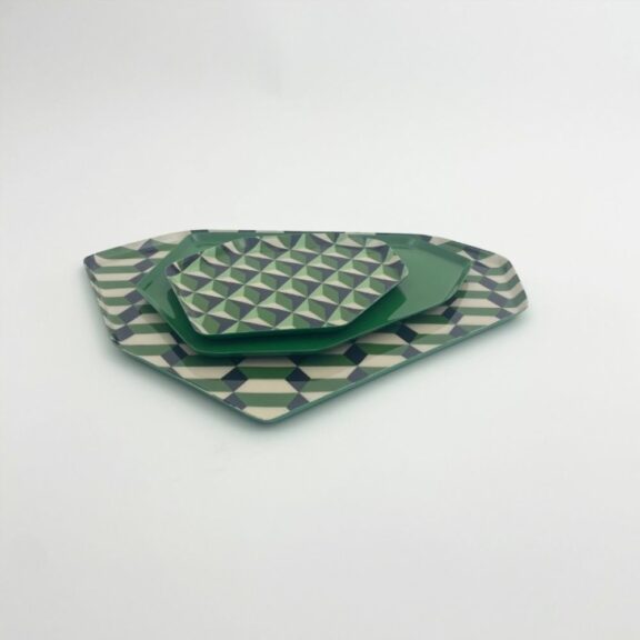 Set de 3 plateaux vintage verts / Diamond Green - Bazardeluxe