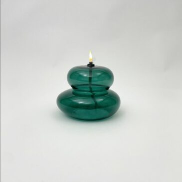 Lampe à huile en verre totem lake green - Bazardeluxe