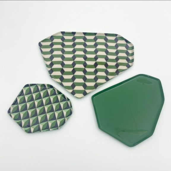 Set de 3 plateaux vintage verts / Diamond Green - Bazardeluxe – Image 2