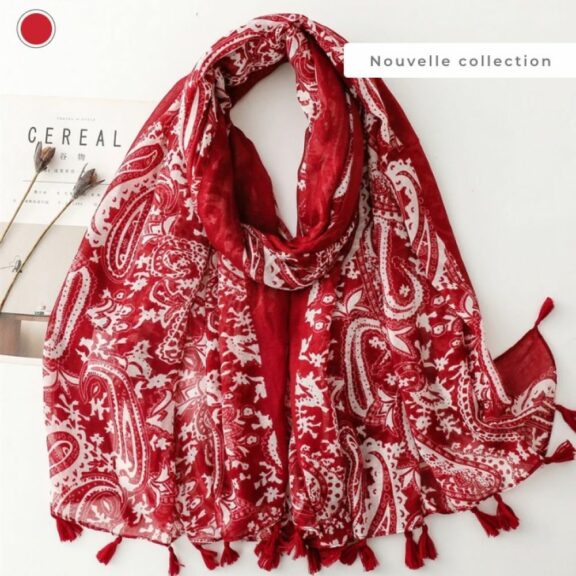 Foulard Indira Pompons / Rouge