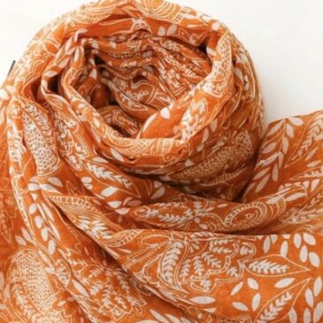 Foulard Indira Pompons / Moutarde Orangé