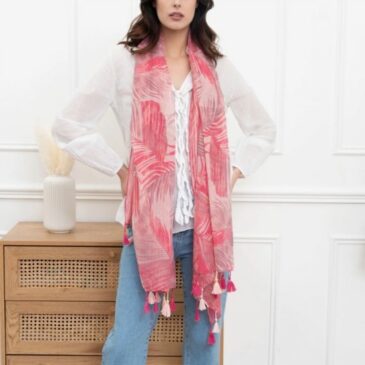 Foulard Indira Pompons / Jungle Rose