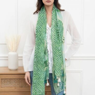Foulard Indira Pompons / Jungle Vert