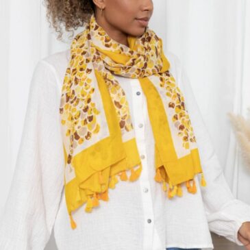 Foulard Indira Pompons / Geometrik Jaune