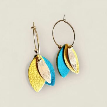 Boucles d'oreilles Mini Tilda / Jaune - Turquoise - Atelier Gustave