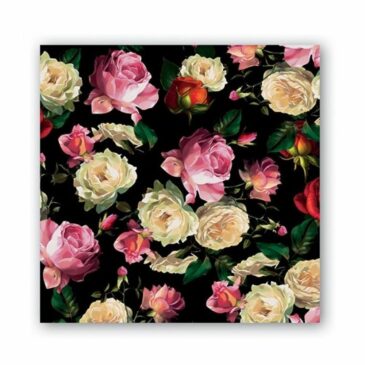 Pochette de 20 serviettes cocktail / Midnight Rose - Royal Garden