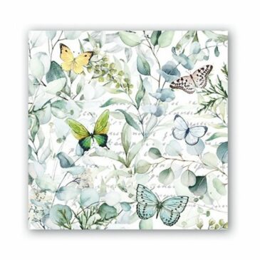 Pochette de 20 serviettes cocktail / Butterflies - Royal Garden
