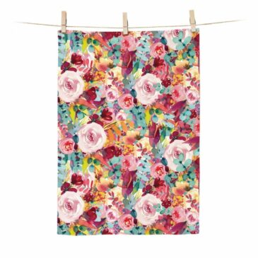Torchon en coton biologique / Floral Rose - Maison Royal Garden