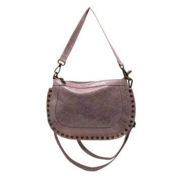 Sac clouté Dionna en cuir brossé / Rose - Louisa Lee
