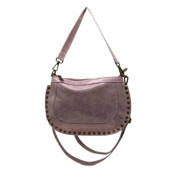 Sac clouté Dionna en cuir brossé / Rose - Louisa Lee
