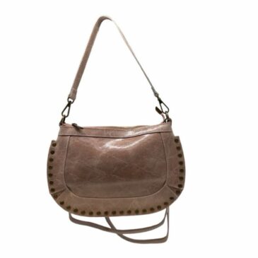 Sac clouté Dionna en cuir brossé / Beige - Louisa Lee