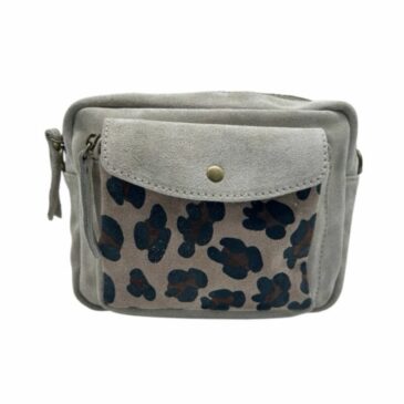 Sac Nuria en cuir de vachette suédé / Beige & Léopard - Louisa Lee