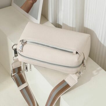 Sac Cube en cuir grainé / Blanc - M&P