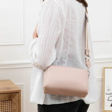 Sac Cube en cuir grainé / Rose Blush - M&P