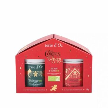 Thé de Noël 2025 - Duo de thé Cannelle Gingembre Miel + Tisane façon Pomme d'amour - Terre d'Oc