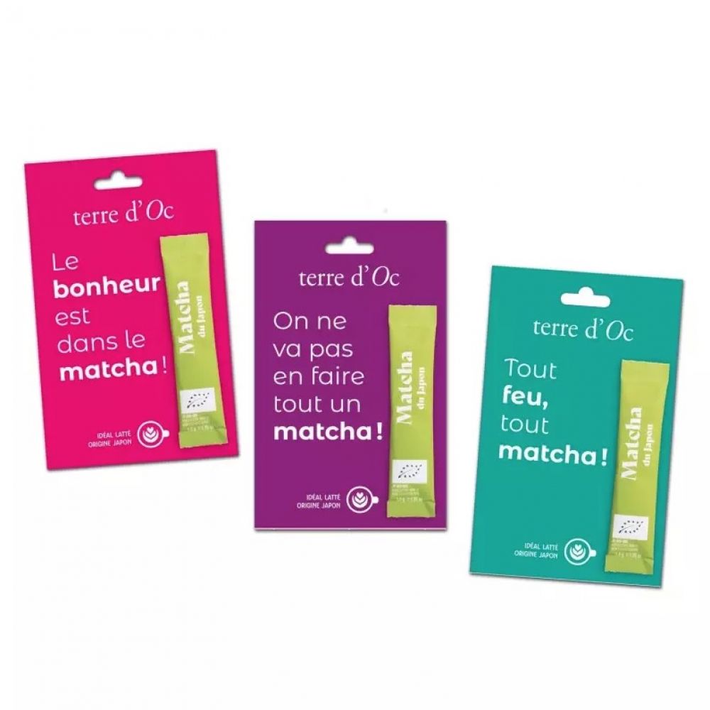 Stick de Matcha bio sur sa cartonnette - Terre d'Oc