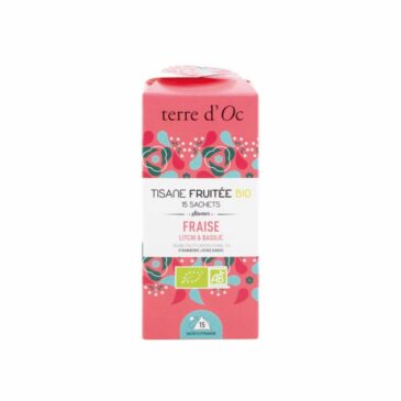Tisane bio Fraise / Litchi & Basilic en 15 infusettes - Terre d'Oc