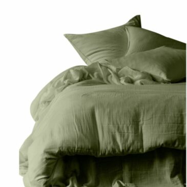 Housse de couette 240x260cm & ses 2 taies d'oreiller / Mykonos Kaki - Haomy
