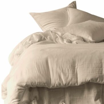 Housse de couette & ses 2 taies d'oreiller / Mykonos Craie - Haomy