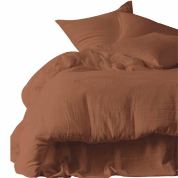 Housse de couette & ses 2 taies d'oreiller / Mykonos Mocaccino - Haomy