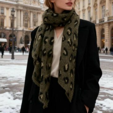 Echarpe Léopard Kaki